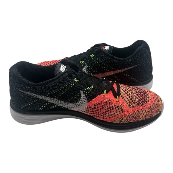 Nike FlyKnit Lunar3 Running Shoes‎ Mens Sz 9.5 Black White Hot Lava 698181-00 main image 8